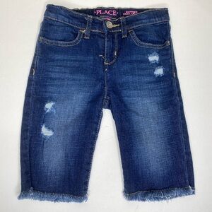 Girls Distressed Denim Skimmer Shorts